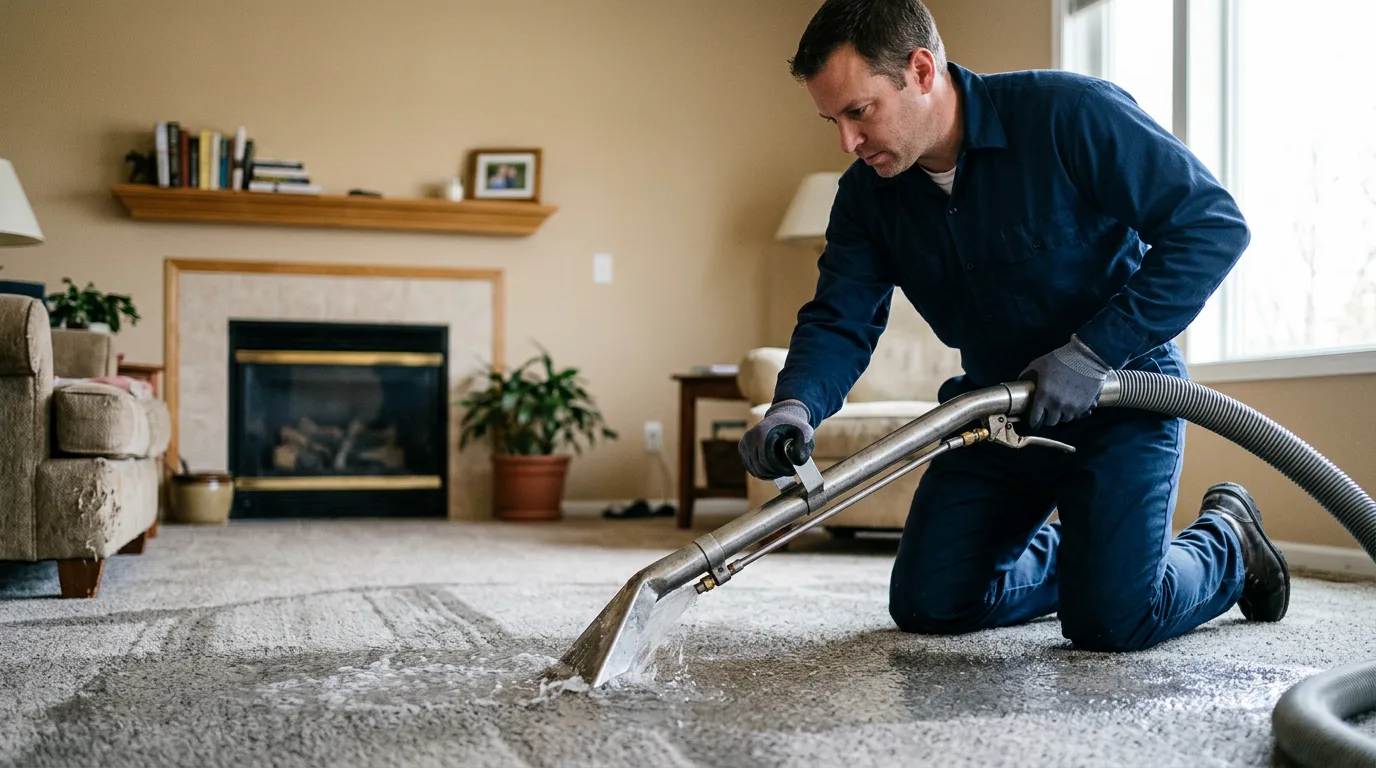 Water damage restoration technician working near Grantville, GA